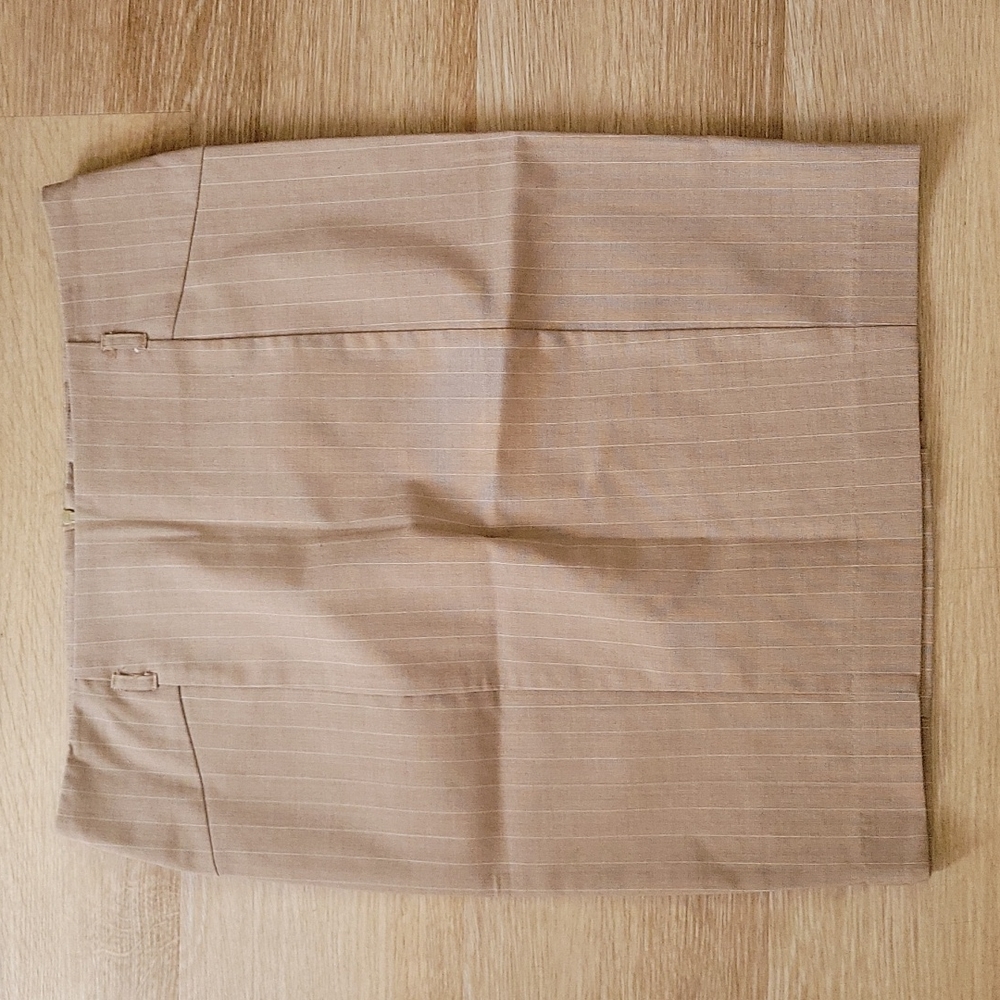 pencil pinstripe skirt - tan cream 9 - love tease